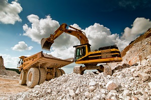 bulldozer excavator in quarry